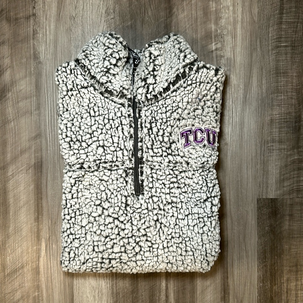 TCU Horned Frogs Boxercraft Fuzzy Sherpa Style Fleece Pullover - Large